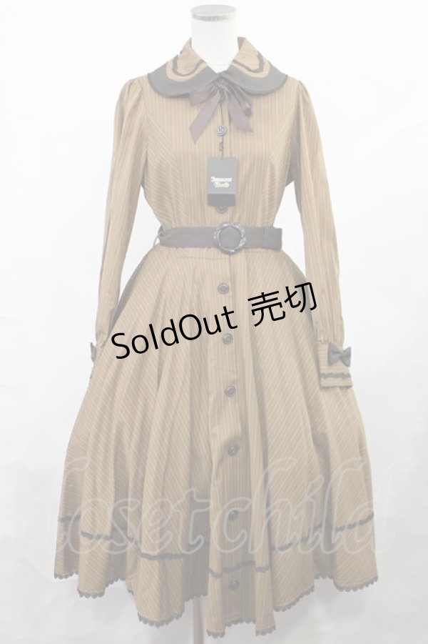 画像1: Innocent World / ストライプサーキュラーフレアーワンピース M ダークハニー×ショコラ/Dark Honey×Chocolat H-25-01-07-1012-IW-OP-NS-ZH (1)