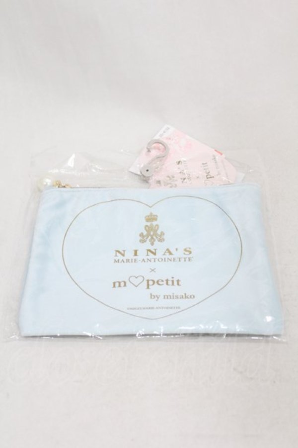 画像1: m petit by misako / NINA'Sコラボ ポーチ  サックス H-25-01-09-1014-LO-ZA-NS-ZH (1)