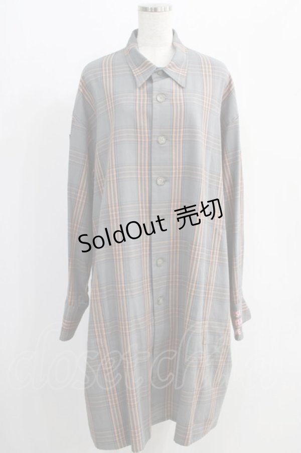 画像1: MILKBOY / LONG SHIRTS  グレー×オレンジチェック H-25-01-10-028-MB-BL-KB-ZH (1)