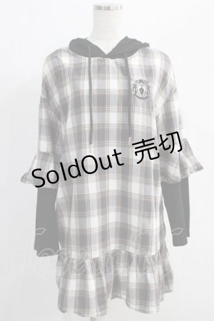 画像: NieR Clothing / チェック切替パーカー F グレー H-25-01-10-036-PU-TO-KB-ZH