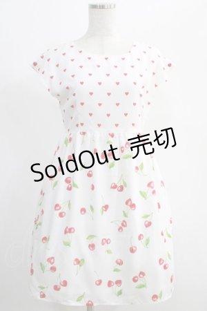画像: MILK / ハートチェリーハーフワンピース  オフ×レッド H-25-01-10-005-ML-OP-KB-ZT338