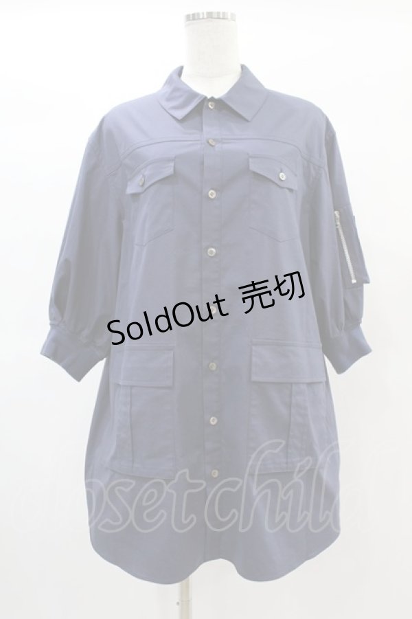画像1: Jane Marple Dans Le Salon / Flight-sleeve shirt dress M ライトネイビー H-25-06-15-1009-JM-OP-KB-ZH (1)