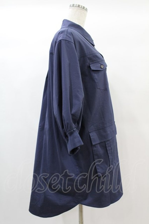 画像3: Jane Marple Dans Le Salon / Flight-sleeve shirt dress M ライトネイビー H-25-01-10-1008-JM-OP-KB-ZT027 (3)