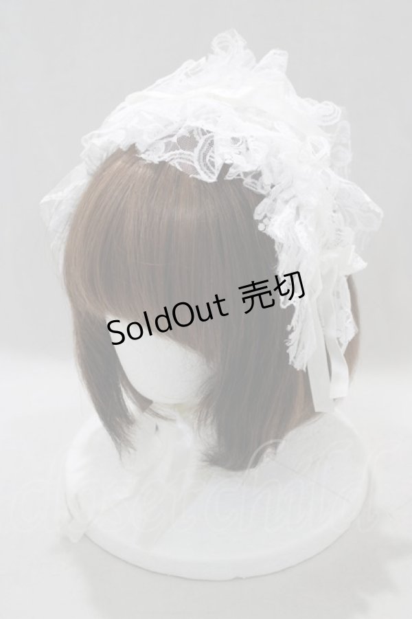 画像1: MARBLE / レースリボンヘッドドレス  白 H-25-01-10-076-GO-AC-KB-ZH (1)