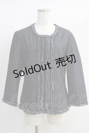 画像: INGEBORG / デニムフリルジャケット L ブルー H-25-01-12-048-LO-JA-NS-ZH