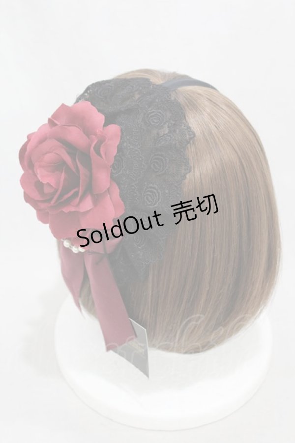 画像2: ATELIER PIERROT / 薔薇レースカチューシャ  黒×黒薔薇 H-25-01-12-1001-EL-AC-KB-ZH (2)