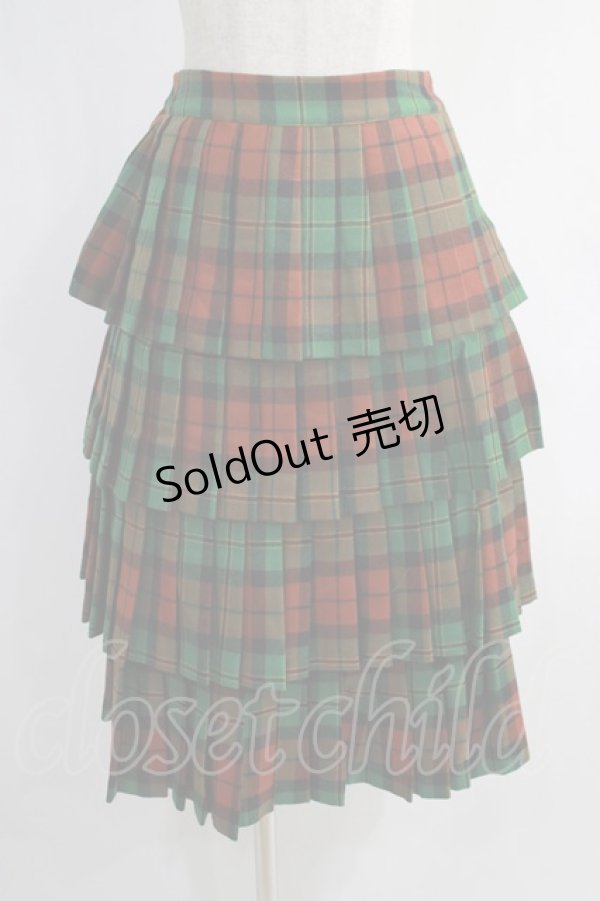 画像1: Jane Marple / Wool tartan dirndl skirt  グリーン H-25-01-13-015-JM-SK-KB-ZT207 (1)