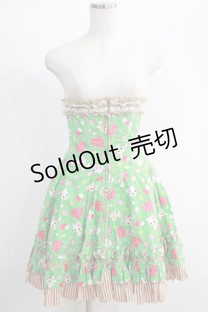 画像: 危機裸裸商店 / 子猫とチェックのフリルコルセットスカート  グリーン H-25-01-13-020-GO-SK-KB-ZH