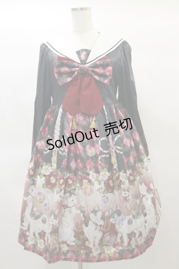 画像1: Royal Princess Alice / 大正浪漫ニャンコ日和（たまコラボ）セーラーワンピース Free ブラック H-25-01-14-083-LO-OP-NS-ZH (1)