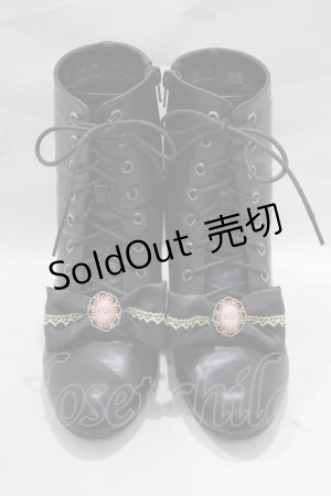 画像: Queen Bee / カメオリボンショートブーツ L ブラック H-25-01-17-080-EL-SH-NS-ZH