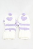 画像1: Candy Stripper / ポンポンハートニットグローブ  オフ×パープル H-25-01-18-1010-PU-ZA-KB-ZT169 (1)