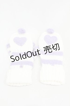 画像: Candy Stripper / ポンポンハートニットグローブ  オフ×パープル H-25-01-18-1010-PU-ZA-KB-ZT169