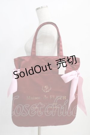 画像: Maison de FLEUR / 選べるダブルリボントートバッグ  レッド/ピンク H-25-01-18-064-LO-BG-NS-ZH