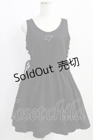 画像: Ank Rouge / ハート刺繍フリルジャンパースカート M ブラック H-25-01-18-021-CA-OP-NS-ZH
