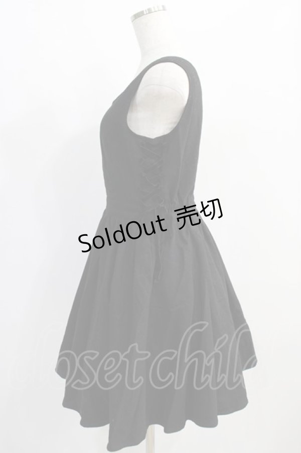 画像2: Ank Rouge / ハート刺繍フリルジャンパースカート M ブラック H-25-01-18-021-CA-OP-NS-ZH (2)