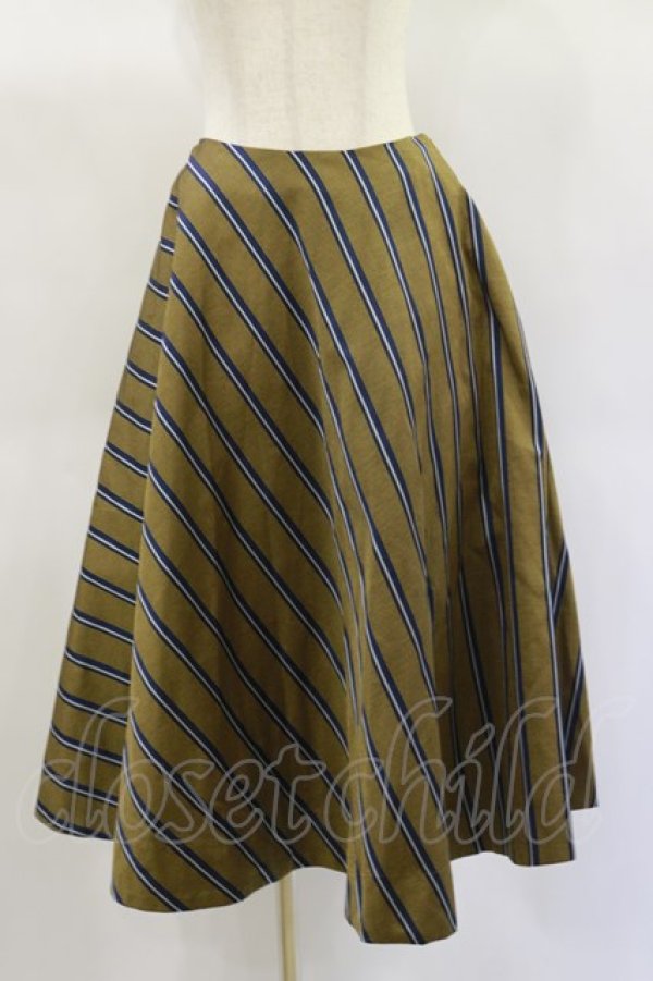 画像1: Jane Marple / Regimental stripe circular skirt  ocher H-25-01-20-1042-JM-SK-KB-ZT411 (1)