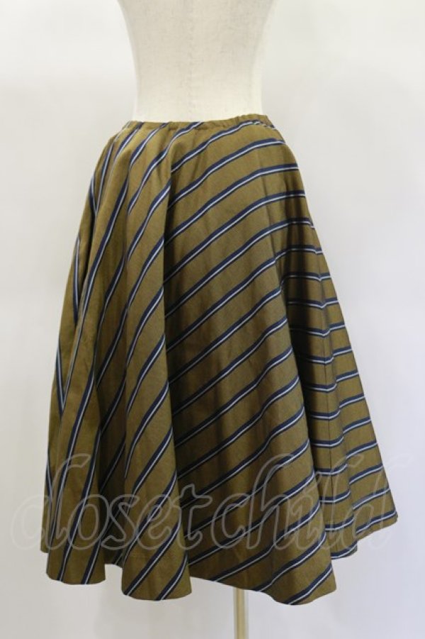画像2: Jane Marple / Regimental stripe circular skirt  ocher H-25-01-20-1042-JM-SK-KB-ZT411 (2)