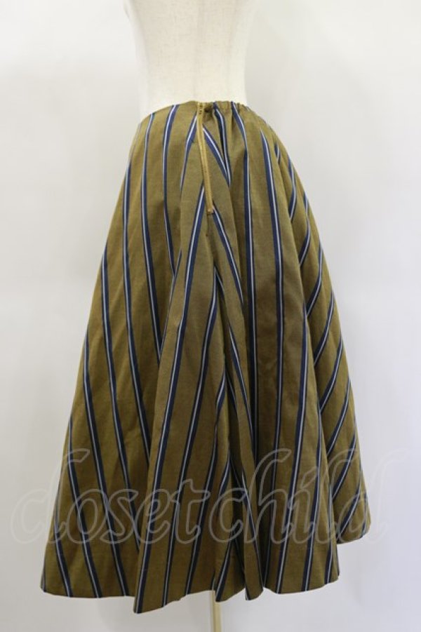 画像3: Jane Marple / Regimental stripe circular skirt  ocher H-25-01-20-1042-JM-SK-KB-ZT411 (3)