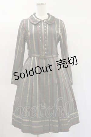 画像: Jane Marple Dans Le Salon / カラーストライプダブルボタンワンピース  グレー H-25-01-20-1063-JM-OP-KB-ZH