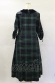 画像2: Jane Marple Dans Le Salon / メモリアルチェックベルベットカラードレス  グリーン×ネイビーチェック H-25-01-20-1073-JM-OP-KB-ZT084 (2)