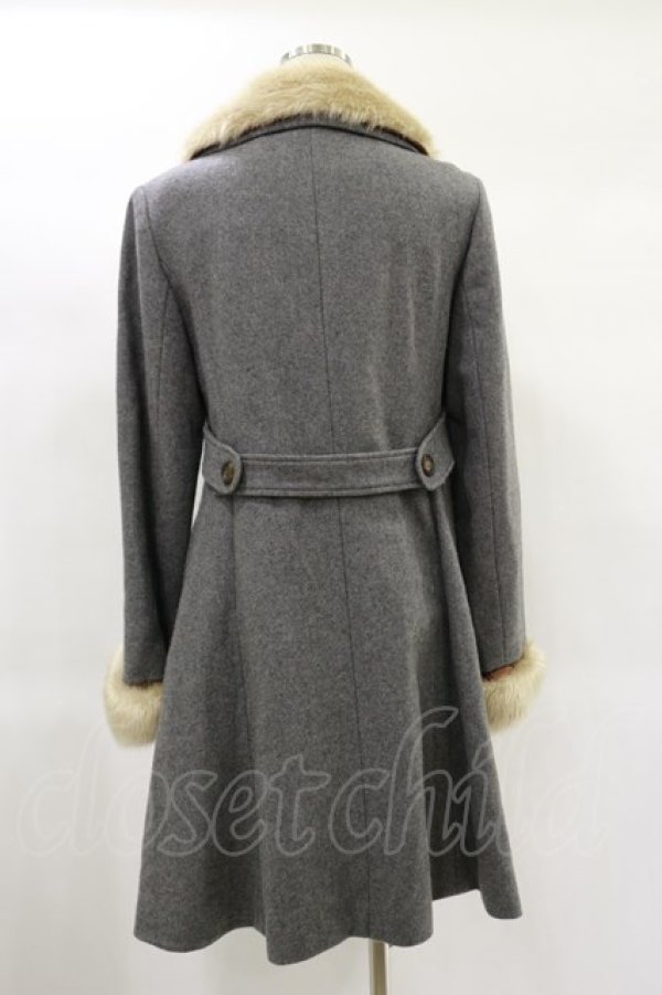 画像2: Jane Marple / ソフトメルトンのロイヤルコート  ミックスグレー×ベージュファー H-25-01-20-2011-JM-CO-KB-ZT-C036 (2)