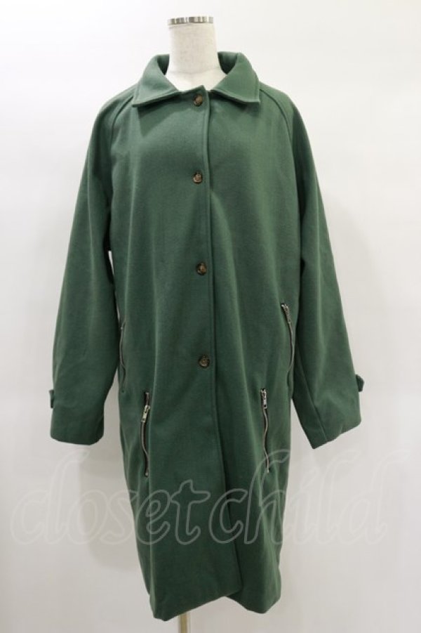 画像1: NieR Clothing / ジェンダーレス4POCKET LONG COAT  グリーン H-25-01-20-2023-PU-CO-KB-ZT-C046 (1)