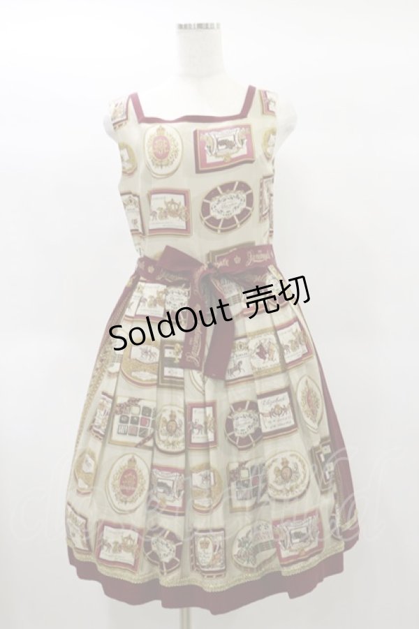 画像1: Jane Marple / Royal chocolateのスクエアドレス  アイボリー×ボルドー H-25-01-22-060-JM-OP-KB-ZH (1)