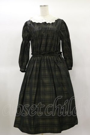 画像: Jane Marple / Memory shadow check shirring dress  ブラック H-25-01-22-039-JM-OP-KB-ZT030