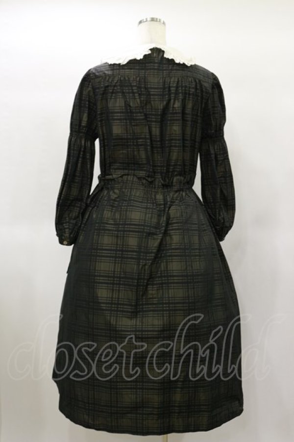 画像2: Jane Marple / Memory shadow check shirring dress  ブラック H-25-01-22-039-JM-OP-KB-ZT030 (2)