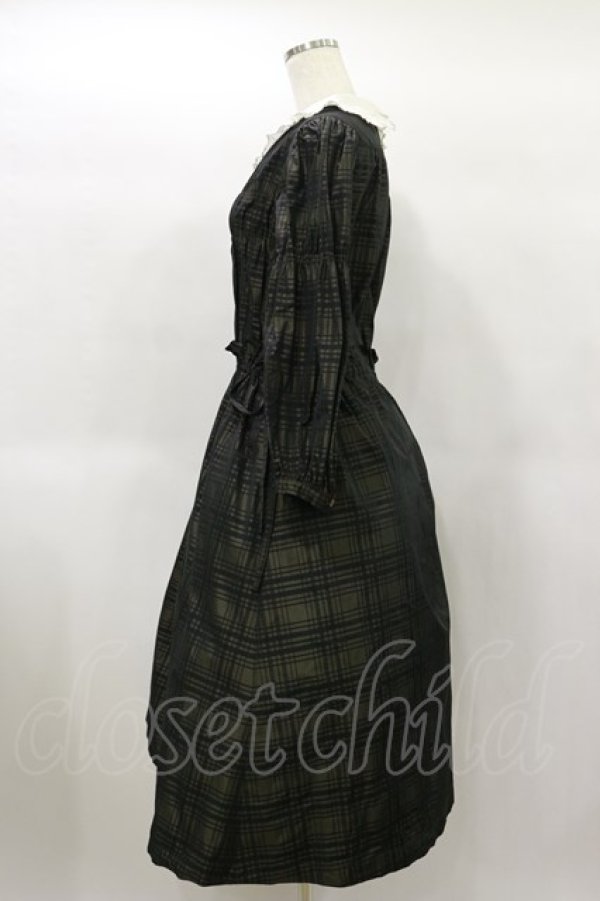 画像3: Jane Marple / Memory shadow check shirring dress  ブラック H-25-01-22-039-JM-OP-KB-ZT030 (3)