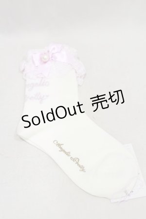画像: Angelic Pretty / プリンセスロゴクルー丈ソックス  オフ/ピンク H-25-01-23-077-AP-ZA-NS-ZH