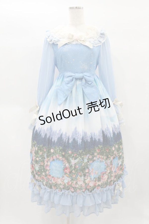 画像1: BABY,THE STARS SHINE BRIGHT / 月夜の森の AURORA Soiree柄ワンピース Free サックス H-25-01-25-1056-BA-OP-NS-ZH (1)