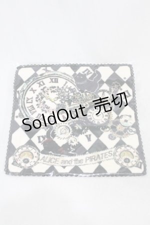 画像: ALICE and the PIRATES / 時計じかけのおすましキャット柄タオルハンカチ  ブラック H-25-01-25-1016-PA-ZA-NS-ZH