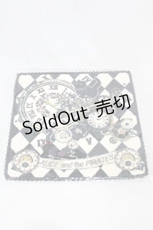 画像: ALICE and the PIRATES / 時計じかけのおすましキャット柄タオルハンカチ  ブラック H-25-01-25-1017-PA-ZA-NS-ZH