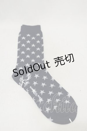 画像: WONDERFUL WORLD / 星柄ソックス  ネイビー H-25-01-25-028-LO-ZA-NS-ZH