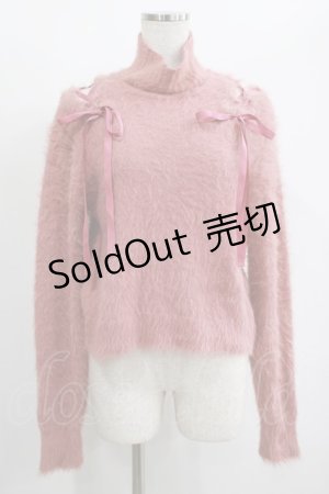 画像: EATME / ショルダーレースアップニット Free ピンク H-25-01-27-043-LO-TO-NS-ZH