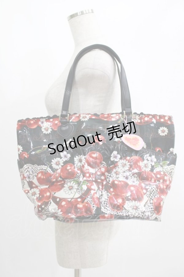 画像1: BABY,THE STARS SHINE BRIGHT / チェリーランデヴー〜BABY CHERRY の恋の始まり〜柄トートBag  ブラック H-25-01-27-048-BA-BG-NS-ZH (1)