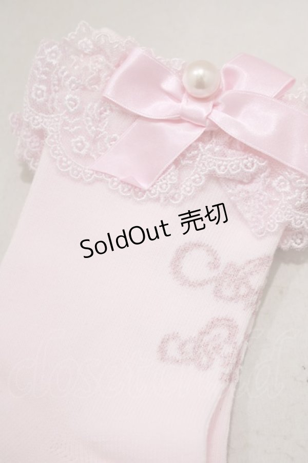 画像2: Angelic Pretty / プリンセスロゴクルー丈ソックス  ピンク H-25-01-27-078-AP-ZA-NS-ZH (2)