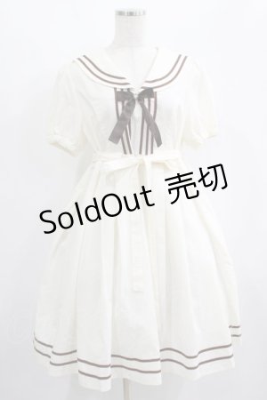 画像: Physical Drop / Aラインセーラーワンピース Free アイボリー/ブラウン H-25-01-27-013-LO-OP-NS-ZH