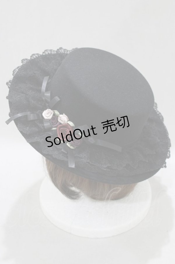 画像2: axes femme / 巻きバラレースカンカン帽 Free ブラック H-25-01-28-076-AX-AC-NS-ZH (2)