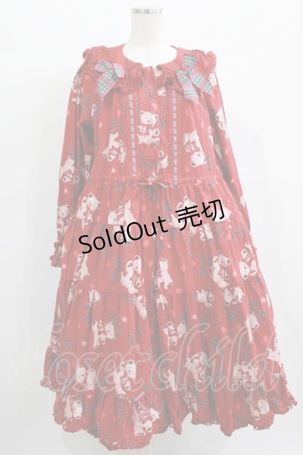 画像1: PINK HOUSE×misako＆einko / Love Ribbon Bearミディワンピース Free レッド H-25-01-28-012-LO-OP-NS-ZH (1)