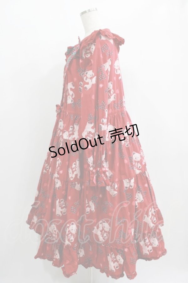 画像2: PINK HOUSE×misako＆einko / Love Ribbon Bearミディワンピース Free レッド H-25-01-28-012-LO-OP-NS-ZH (2)