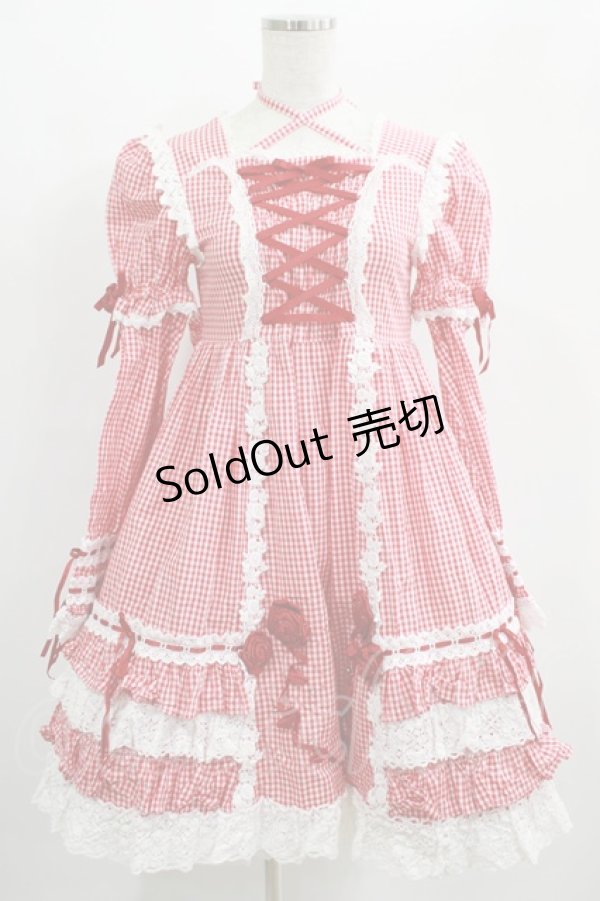 画像1: BABY,THE STARS SHINE BRIGHT / ギンガムチェック巻きバラドールワンピース（サンプル品） Free エンジ H-25-01-28-002-BA-OP-NS-ZH (1)