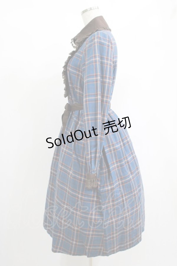 画像2: Innocent World / オリアナチェックワンピース M101cm丈 ブルー H-25-01-28-020-IW-OP-NS-ZH (2)