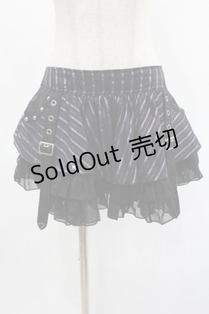 画像: SEX POT ReVeNGe / ストライプフリルミニスカート  黒×紫 H-25-01-29-1024-SP-SK-KB-ZH