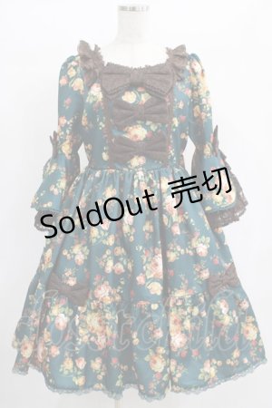 画像: axes femme kawaii / アンティークローズ柄ワンピース M グリーン H-25-01-29-011-AX-OP-NS-ZH