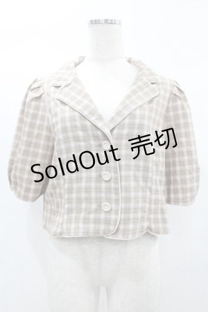 画像: Fi.n.t / チェック柄パフスリーブショートジャケット Free BEIGE×WH H-25-02-02-1064-CA-JA-NS-ZH