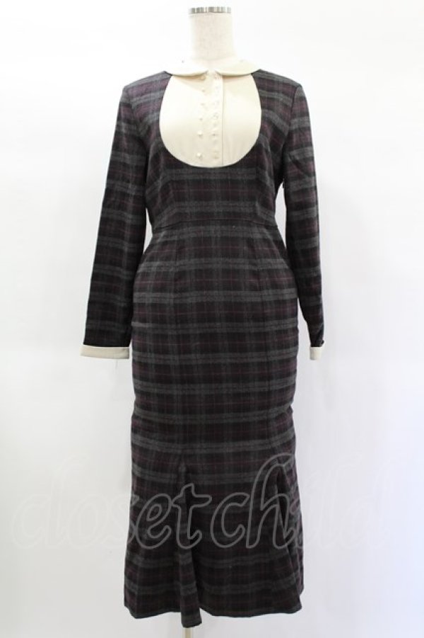 画像1: an another angelus / オーバルヨーク切替マーメイドチェックワンピース Free GRAY×PU H-25-02-02-1022-CA-OP-NS-ZH (1)