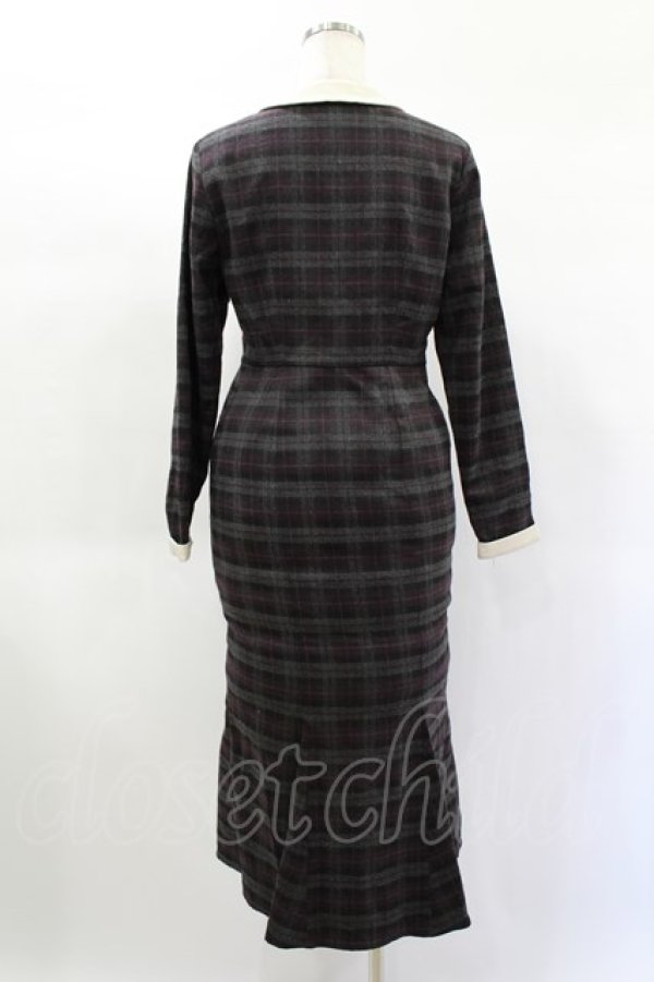画像2: an another angelus / オーバルヨーク切替マーメイドチェックワンピース Free GRAY×PU H-25-02-02-1022-CA-OP-NS-ZH (2)