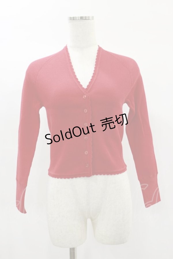 画像1: Katie / FRENCH TOUCH scallop short cardigan  RED H-25-02-02-011-LO-TO-KB-ZH (1)